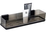 Duschablage WENKO "Vacuum-Loc Modell Quadro", schwarz, B:38,5cm H:8,5cm T:14,5cm, ABS-Kunststoff, Edelstahl, Polystyrol, Regale, Duschablage, aus Kunststoff, Edelstahl-Halterung, Befestigen ohne Bohren