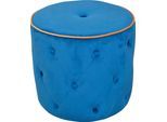 Hocker HOME AFFAIRE, blau, B:50cm H:45cm T:50cm, Samtbezug 100% Polyester, Hocker, Hocker