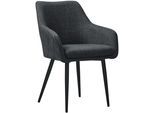 Esszimmerstuhl SALESFEVER "Boston - Der Stuhl für Ihr Esszimmer", schwarz (anthrazit, schwarz, schwarz, anthrazit), B:61cm H:85cm T:60cm, Metall, Polyester, Stühle, Esszimmerstuhl, Diamantsteppung auf der Rückseite - Charmant & Einzigartig