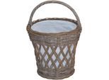 Wäschekorb, grau, B:40cm H:60cm T:40cm Ø:40cm, Geflecht Rattan, HOFMANN LIVING AND MORE, Wäschesammler, Wäschekorb, aus Rattan mit praktischem Tragegriff