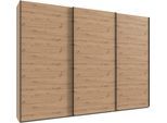 Kleiderschrank WIMEX "Mugano, Made in Germany, Lieferung bis in Deine Etage und Stellort", schwarz (artisan, eiche nachbildung, griffe schwarz), B:313cm H:236cm T:65cm, Holzwerkstoff, Schränke, Kleiderschrank, 3 Schwebetüren, große Größen, mit oder ohne Spiegel, Metallgriffe