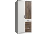 Kleiderschrank WIMEX "Joker", weiß (weiß, flagstaff), B:90cm H:199cm T:59cm, Schränke, Kleiderschrank, wahlweise mit Spiegel