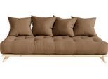 Daybett KARUP DESIGN "Senza, Sofa, mit Futonmatratze, minimalistisch, massives Kiefernholz", braun (mocca, klarlackiert), B:200cm H:85cm L:90cm, Daybetten, Daybett, Handgefertigt, skandinavisches Design, vielseitig, schlichter Stil