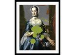 Bild QUEENCE "Bellatrix", blau (farbe rahmen: schwarz, farbe bild(er): gold, blau), B:30cm H:40cm, Acrylglas, Holz, Papier, Bilder, Bild, HD Premium Poster-Druck inkl. Holzrahmen