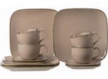 Kaffeeservice RITZENHOFF & BREKER "Geschirr-Set, Service CASA", braun (nougat), 12 Stk., Porzellan, Geschirr-Sets, Kaffeeservice, 12 Teile, für 4 Personen