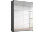 Schwebetürenschrank RAUCH "Kleiderschrank Schrank Garderobe REFLECT", grau (graumetallic), B:131cm H:191cm T:59cm, Holzwerkstoff, Schränke, Schwebetürenschrank, inkl. praktischer Innenausstattung mit 2 Stoffboxen MADE IN GERMANY