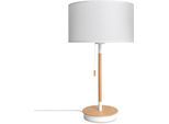 PACO HOME Tischleuchte "EK CA UNI COLOR", weiß (weiß natur weiß), Ø 28cm H: 49cm, Leuchten, Nacht Mit Schalter Stofflampe Vintage Skandinavisch, Tischleuchte