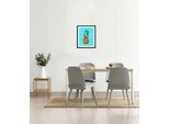 Bild QUEENCE "Mark", blau (farbe rahmen: schwarz, farbe bild(er): blau), B:40cm H:50cm, Acrylglas, Holz, Papier, Bilder, Bild, HD Premium Poster-Druck inkl. Holzrahmen