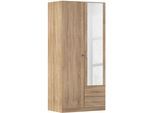 Kleiderschrank RAUCH "Schrank Garderobe Garderobenschrank Putzschrank Wäscheschrank BERGHEIM", braun (eiche sonoma), B:91cm H:197cm T:54cm, Holzwerkstoff, Schränke, Kleiderschrank, 2 Außenschubladen, Tür/en abschließbar je 2 Schlüssel MADE IN GERMANY