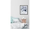 Bild QUEENCE "Tasha", grau (farbe rahmen: schwarz, farbe bild(er): grau), B:40cm H:50cm, Acrylglas, Holz, Papier, Bilder, Bild, HD Premium Poster-Druck inkl. Holzrahmen