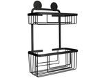 Duschkorb KLEINE WOLKE "Rocco", schwarz, B:26cm H:35,5cm T:13,5cm, Aluminium, Aufbewahrungsboxen, Duschkorb, BxTxH: 26x13,5x35,5 cm, Aluminium