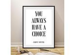 Bild QUEENCE "CHOICE", weiß (farbe rahmen: schwarz, farbe bild(er): weiß), B:30cm H:40cm, Acrylglas, Holz, Papier, Bilder, Bild, HD Premium Poster-Druck inkl. Holzrahmen