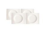 Untertasse VILLEROY & BOCH "Suppenuntertassen NewWave 18 x 15 cm 4er Set weiß", weiß, Speiseteller, Untertasse