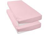 Spannbettlaken OTTO HOME "Strawberry in Gr. 90x200, 140x200 oder 180x200 cm", rosa, B:90cm L:200cm, Jersey, Obermaterial: 50% Baumwolle, 50% Polyester, Bettlaken, Spannbettlaken, für Matratzen bis 18cm Höhe, Spannbetttuch, Baumwollmischung