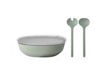 Schale MEPAL "Servierschale mit Deckel & Salatbesteck Silueta 4000 ml", grün (nordic sage), L:30,1cm, Schüsseln, Schale