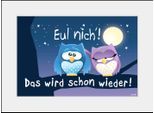 Bild QUEENCE "Eul nich", bunt (farbe rahmen: schwarz, farbe bild(er): blau, lila), B:40cm H:30cm, Acrylglas, Holz, Papier, Bilder, Bild, HD Premium Poster-Druck inkl. Holzrahmen