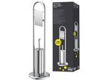 WC-Garnitur EISL "Toilettenpapierhalter stehend", grau (chrom), B:22cm H:80cm L:22cm, Edelstahl, Reinigungsbürsten, WC-Garnitur, Standgarnitur mit Toilettenbürste, WC Bürstengarnitur freistehend