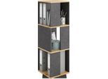 Drehregal FMD "Tower", schwarz (matera, artisan), B:34cm H:108cm T:34cm, Holzwerkstoff, Regale, Drehregal