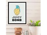Bild QUEENCE "Juicy Bomb", gelb (farbe rahmen: schwarz, farbe bild(er): gelb), B:30cm H:40cm, Acrylglas, Holz, Papier, Bilder, Bild, gerahmt