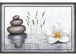 Leinwandbild BÖNNINGHOFF "Blumen und Steine", weiß (farbe bild(er): weiß), B:90cm H:60cm T:2cm, MDF, Papier, Bilder, Leinwandbild