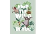 Bild KOMAR "Jungle Book Keep the Wild", bunt (farbe bild(er): bunt), B:30cm H:40cm, Holz, Papier, Bilder, Bild, Wandbild zur Dekoration im Kinderzimmer - ohne Rahmen