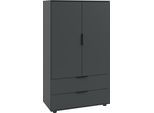 Wäscheschrank WIMEX "Easy Plus Kleiderschrank Garderobe 2 Schubladen, 81 oder 130cm breit", grau (graphit), B:81cm H:140cm T:40cm, Holzwerkstoff, Schränke, Wäscheschrank, in verschiedenen Farben, moderne Optik mit schwarzen Metallgriffen