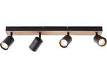 BRILLIANT Deckenstrahler "Jello Wood", schwarz (schwarz, holz), 4, H: 15cm, 1 Stk., Leuchten, Spotbalken schwenkbar, 15x60x8 cm, 4 x GU10, 345lm, 3000K, Metall/Holz, Deckenstrahler