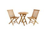 Garten-Essgruppe VCM "3-tlg. Sitzgruppe Garten Tisch Stuhl Holz Teak", braun, Obermaterial: 100% Sonstiges Material (Ananasfaser) AM_PF ., Sitzmöbel-Sets, Garten-Essgruppe