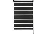 Doppelrollo GARDINIA "Easyfix", schwarz, B:60cm H:150cm, Polyester, Rollos, Doppelrollo, segmentweise gewebter Stoff