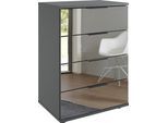 Nachtkommode WIMEX "Saigon", grau (graphit, spiegel), B:52cm H:74cm T:38cm, Holzwerkstoff, Sideboards, Nachtkommode, mit 4 Schubladen, wahlweise Glas-oder Spiegelfronten