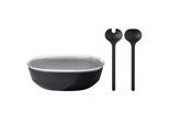 Schale MEPAL "Servierschale mit Deckel & Salatbesteck Silueta 4000 ml", schwarz (nordic schwarz), L:30,1cm, Schüsseln, Schale