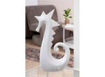 Tierfigur GILDE "Seepferdchen, weiß glänzend", weiß, B:19cm H:38cm T:9cm, Keramik, Dekofiguren, Tierfigur