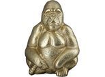 Tierfigur GILDE "Skulptur Gorilla", gold (goldfarben), B:19cm H:27cm T:15cm, Aluminium, Dekofiguren, Tierfigur