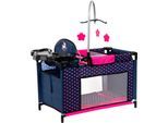 Puppenbett BAYER "Multibett", bunt (einhorn blau, pink), Puppenmöbel, KinderB:32cm H:72cm T:68cm, Kunststoff, Metall, Stoff, Puppenbett, mit integriertem Hochstuhl, Wickelablage und Mobile, B:32cm H:72cm T:68cm