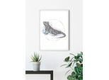Bild KOMAR "Iguana Watercolor", bunt (farbe bild(er): bunt), B:50cm H:70cm, Holz, Papier, Bilder, Bild, Wandbild zur Dekoration - ohne Rahmen