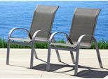 Gartenstuhl MERXX "Amalfi", grau (taupe), B:57cm H:95cm T:75cm, Obermaterial: 100% Polyester, Stühle, Gartenstuhl, 2er Set, Alu/Textil, stapelbar