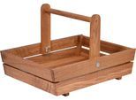 Allzweckkorb DOBAR, beige (natur, geölt), B:31,5cm H:12,6cm T:42,5cm, Holzwerkstoff, Aufbewahrungsboxen, Allzweckkorb, Tragbarer Korb für die Ernte aus Eichenholz