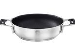 Servierpfanne RÖSLE "SILENCE PRO", silber (silberfarben, schwarz), B:25,5cm H:7,5cm L:35cm Ø:24cm, Pfannen, Servierpfanne, mit Premium-Antihaftversiegelung ProResist, Induktion