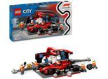 Konstruktionsspielsteine LEGO "F1 Boxenstopp mit Boxencrew und Ferrari Flitzer (60443), LEGO City", bunt, Spielbausteine, Kinder, Kunststoff, Konstruktionsspielsteine, LEGO City; Made in Europe
