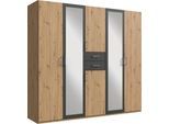 Kleiderschrank WIMEX "Diver Drehtürenschrank mit Spiegel, 180, 225 o. 270cm breit", grau (artisan eiche, graphit, griffe alu), B:225cm H:207cm T:58cm, Schränke, Kleiderschrank, Bestseller Schlafzimmerschrank wahlweise 3 Innenausstattungen