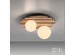 OTTO HOME Deckenleuchte "Evinnia Akustikpaneele mit Glaskugel", braun (holz, natur), 2, Ø 15cm H: 20cm, Leuchten, Holz, Akustik, Paneele, Glas, opal matt weiß, Deckenlampe, Deckenleuchte