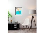 Bild QUEENCE "Edgar", blau (farbe rahmen: schwarz, farbe bild(er): blau), B:50cm H:70cm, Acrylglas, Holz, Papier, Bilder, Bild, HD Premium Poster-Druck inkl. Holzrahmen