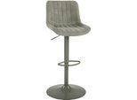 Barhocker DUO COLLECTION "Kelly", grün, B:46cm H:112cm T:51cm, Polyester 96%, Nylon 4%, Hocker, Barhocker, inkl. Rückenlehne und Fußstütze, höhenverstellbar, 360 drehbar