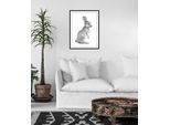 Bild QUEENCE "Millie", grau (farbe rahmen: schwarz, farbe bild(er): grau), B:50cm H:70cm, Acrylglas, Holz, Papier, Bilder, Bild, HD Premium Poster-Druck inkl. Holzrahmen