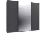 Kleiderschrank WIMEX "Mugano, Made in Germany, Lieferung bis in Deine Etage und Stellort", schwarz (grafit, griffe schwarz), B:225cm H:208cm T:65cm, Holzwerkstoff, Schränke, Kleiderschrank, 3 Schwebetüren, große Größen, mit oder ohne Spiegel, Metallgriffe