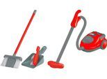 Kinder-Haushaltsset HAPPY PEOPLE "Staubsauger und Putz-Set", rot (rot, grau), Spielzeug-Haushaltsgeräte, Kinder, Kunststoff, Kinder-Haushaltsset, mit Licht- und Soundeffekt