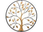 Wanddekoobjekt "Wanddekoration", gold (goldfarben), T:5cm Ø:66cm, Metall, HOFMANN LIVING AND MORE, Wanddekoobjekte, Wanddekoobjekt, Baum aus Metall, mit Rahmen