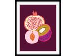 Bild QUEENCE "Leonard", bunt (farbe rahmen: schwarz, farbe bild(er): blau, türkis, pink, gelb), B:50cm H:70cm, Acrylglas, Holz, Papier, Bilder, Bild, HD Premium Poster-Druck inkl. Holzrahmen