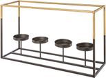 Adventsleuchter CREATIV DECO "Weihnachtsdeko", gold (goldfarben, schwarz), B:65cm H:35cm T:20cm, Metall, Kerzenhalter, Adventsleuchter, mit Glas, für Stumpenkerzen, BxTxH: 65x20x35 cm