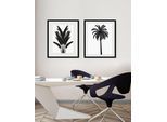 Bild QUEENCE "Palma", schwarz (farbe rahmen: schwarz, farbe bild(er): schwarz), B:40cm H:50cm, Acrylglas, Holz, Papier, Bilder, Bild, HD Premium Poster-Druck inkl. Holzrahmen